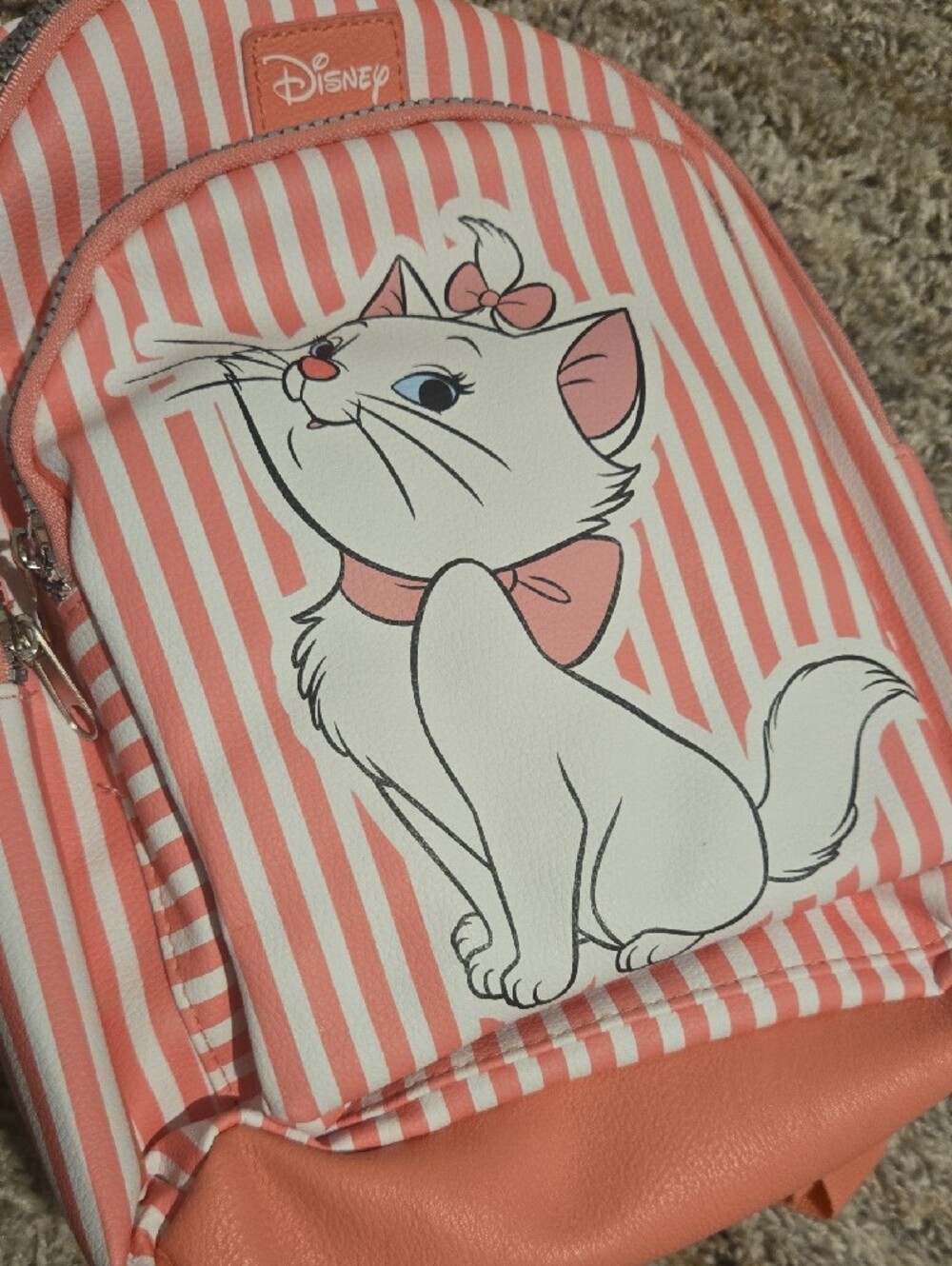 🦋Disney Marie Pink and White Striped Mini Backpack - Picture 3 of 5